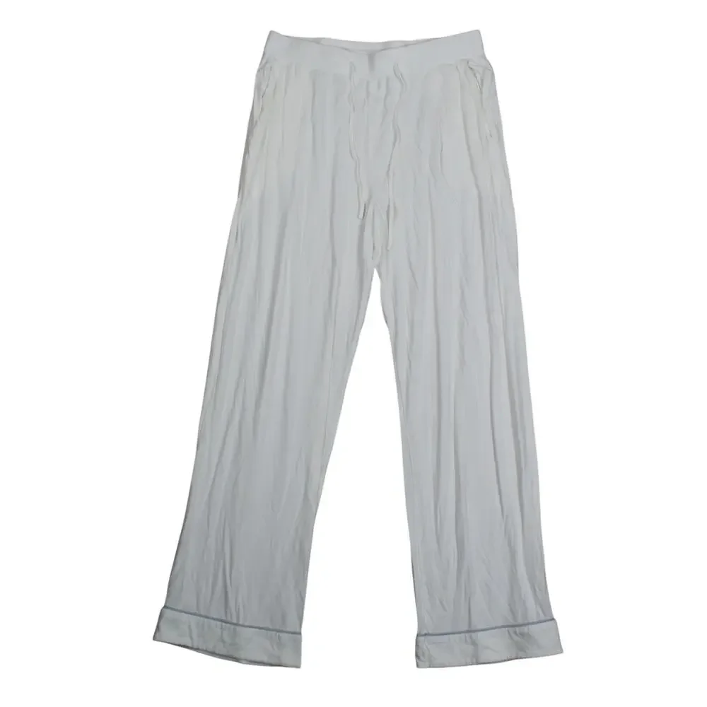 Cozy Earth Pajama Set Womens Medium White Bamboo Button Drawstring Sleepwear